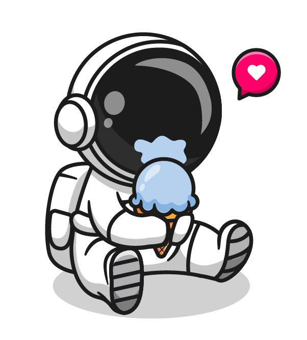 Astronaute mangeant de la crème glacée